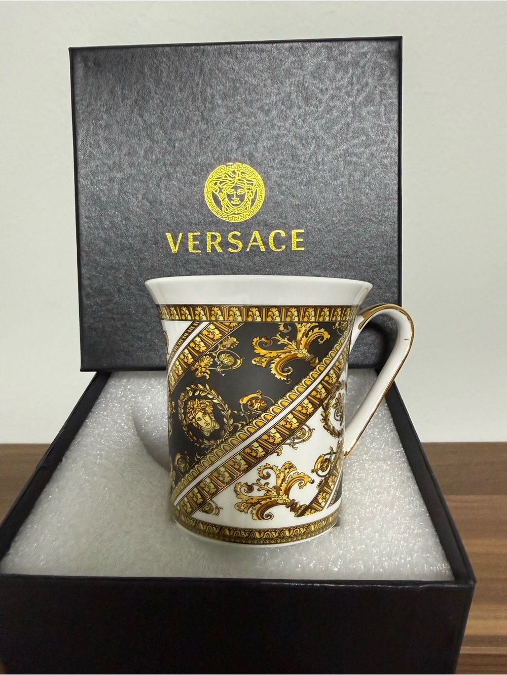 Luxury Black, White & Gold Baroque Porcelain Mug